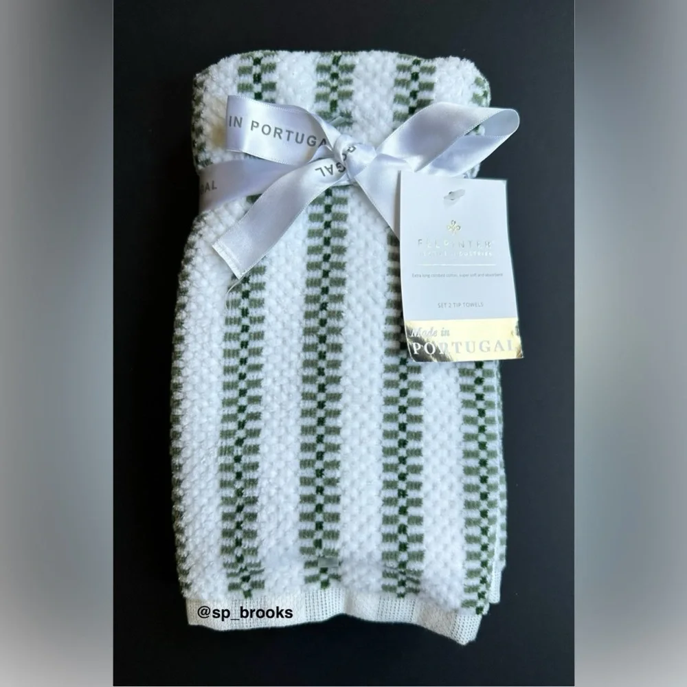 🎁6PC FELPINTER Bath Towel Set - Green and White, Super Soft & Absorbent
